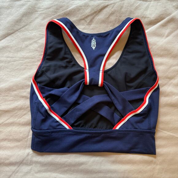 Free People Movement Active Sports Bra Crop Top - Navy and Red - xs - Picture 2 of 5